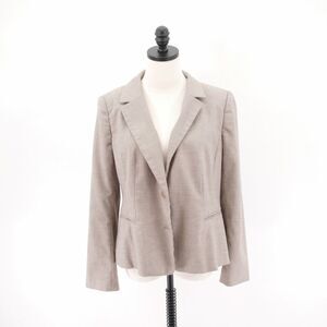 Ann Taylor Petite 14P Tan Sharkskin Blazer Polyester Rayon Work Attitre